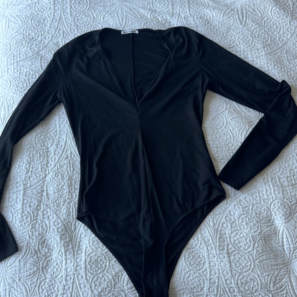 Reformation Black Long Sleeve Bodysuit